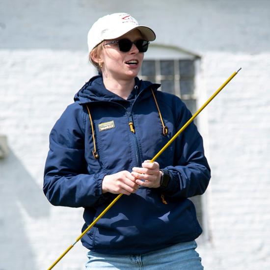 A student participates in an outdoor activity 