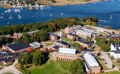 aerial picture of u n e's biddeford campus